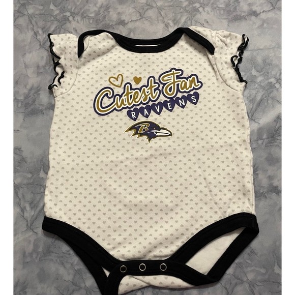 NFL Baltimore Ravens Football Baby Girl “Cutest Fan” Onesie Outfit, 3-6 months - Picture 1 of 4